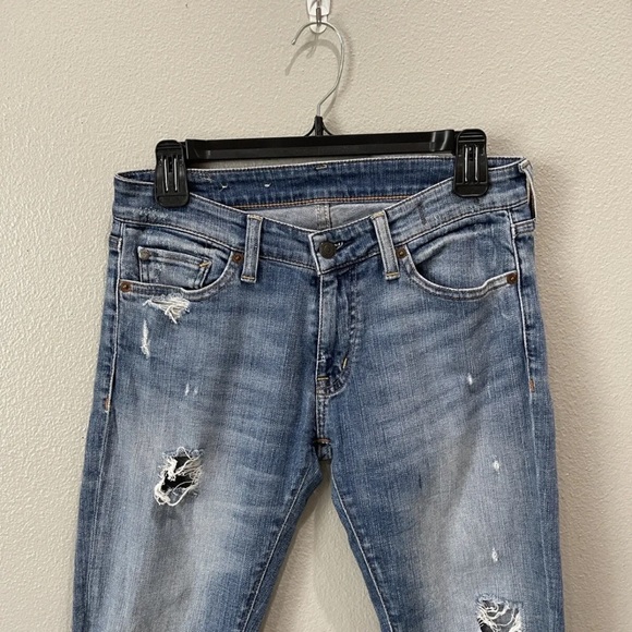 Ralph Lauren Denim & Supply Morgan Skinny Distressed Destroyed Jeans Size 27x32 - Picture 2 of 11